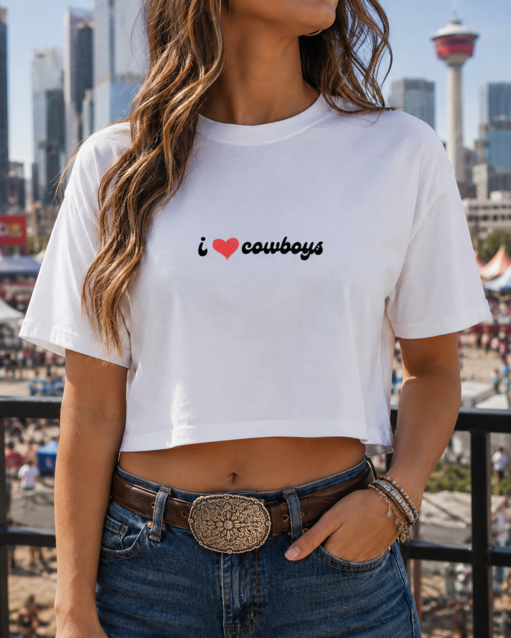 i ❤️ cowboys crop top