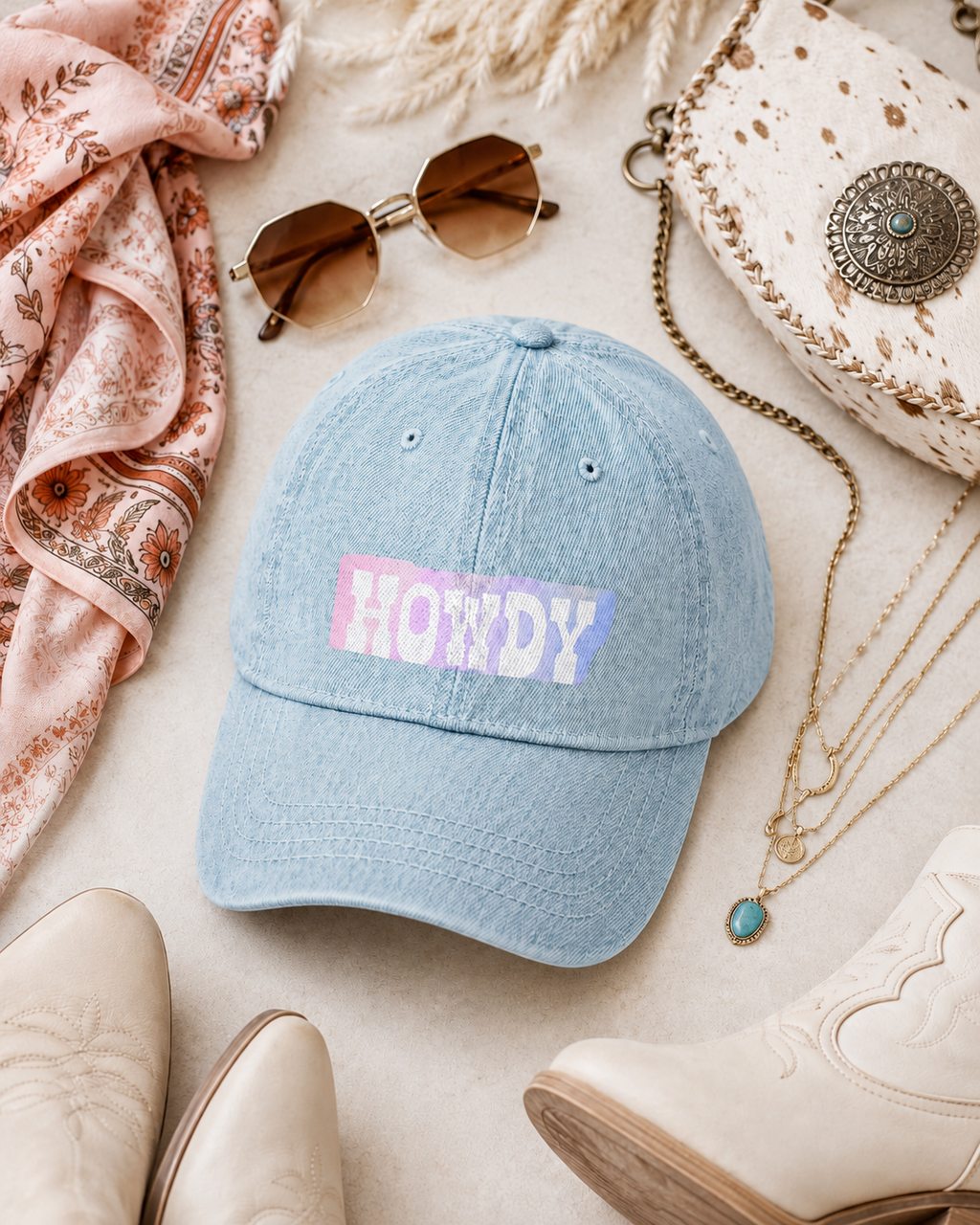 howdy denim hat