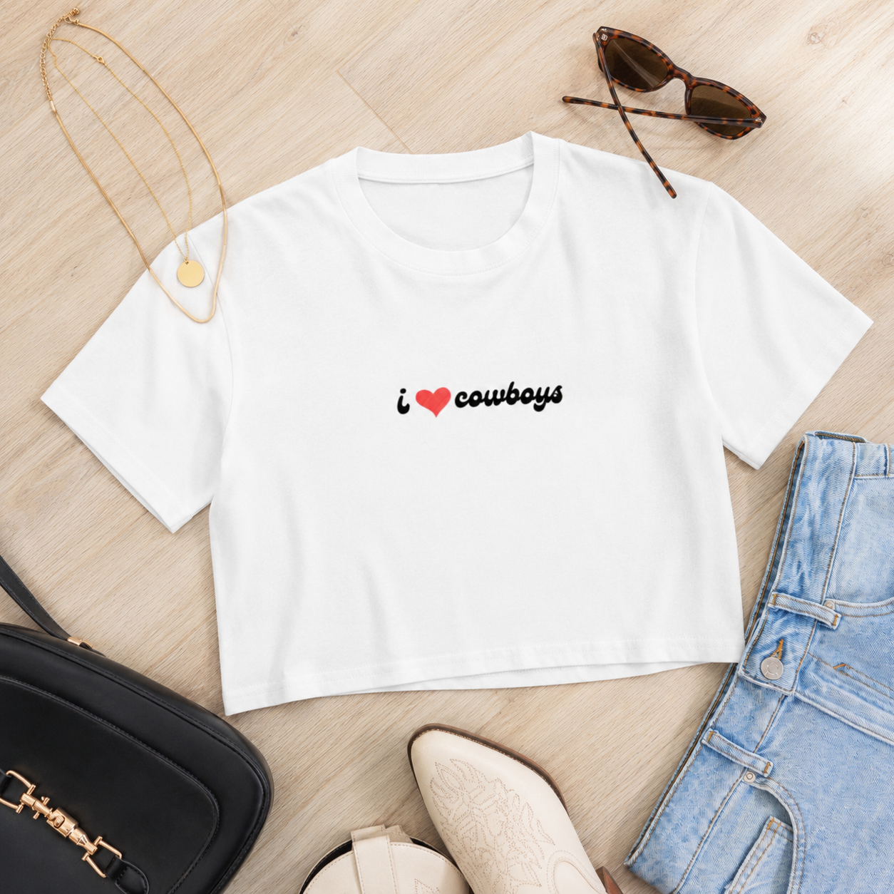 i ❤️ cowboys crop top