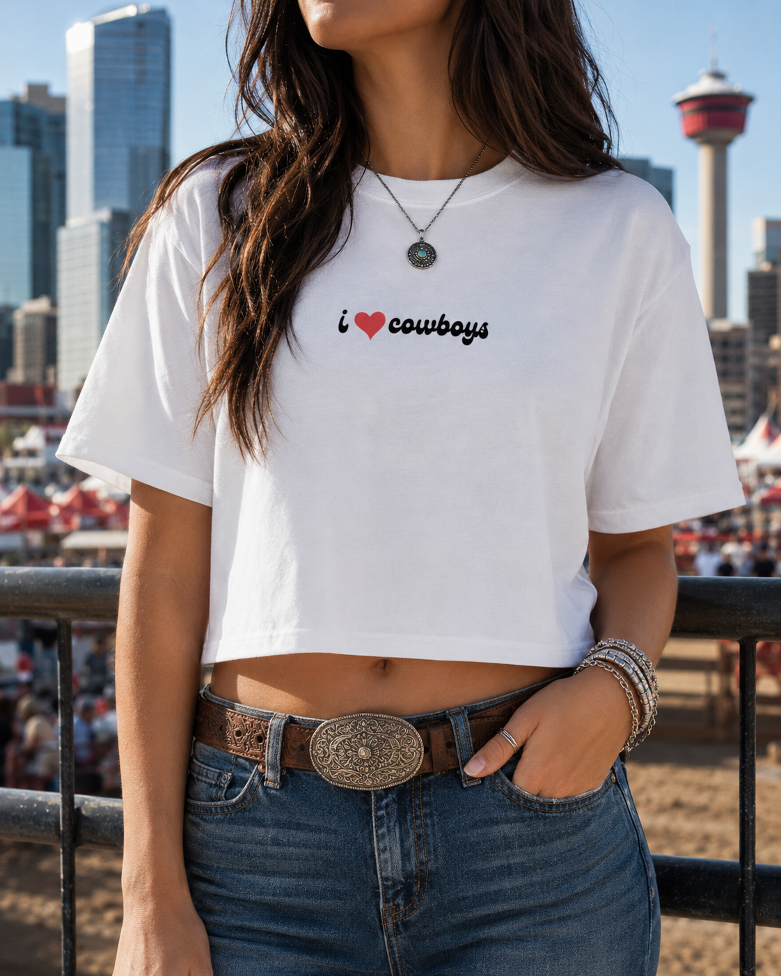 i ❤️ cowboys crop top